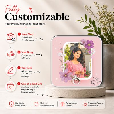Personalized Musical Fridge Magnet Rechargeable Speaker with On/Off Button  Birthday Gift for Girlfriend, Daughter, Sister & Bestie  Memorable Gift Frame